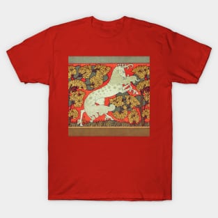 RAMPANT WHITE HORSE WITH TREES IN WOODLAND Art Nouveau Animals T-Shirt